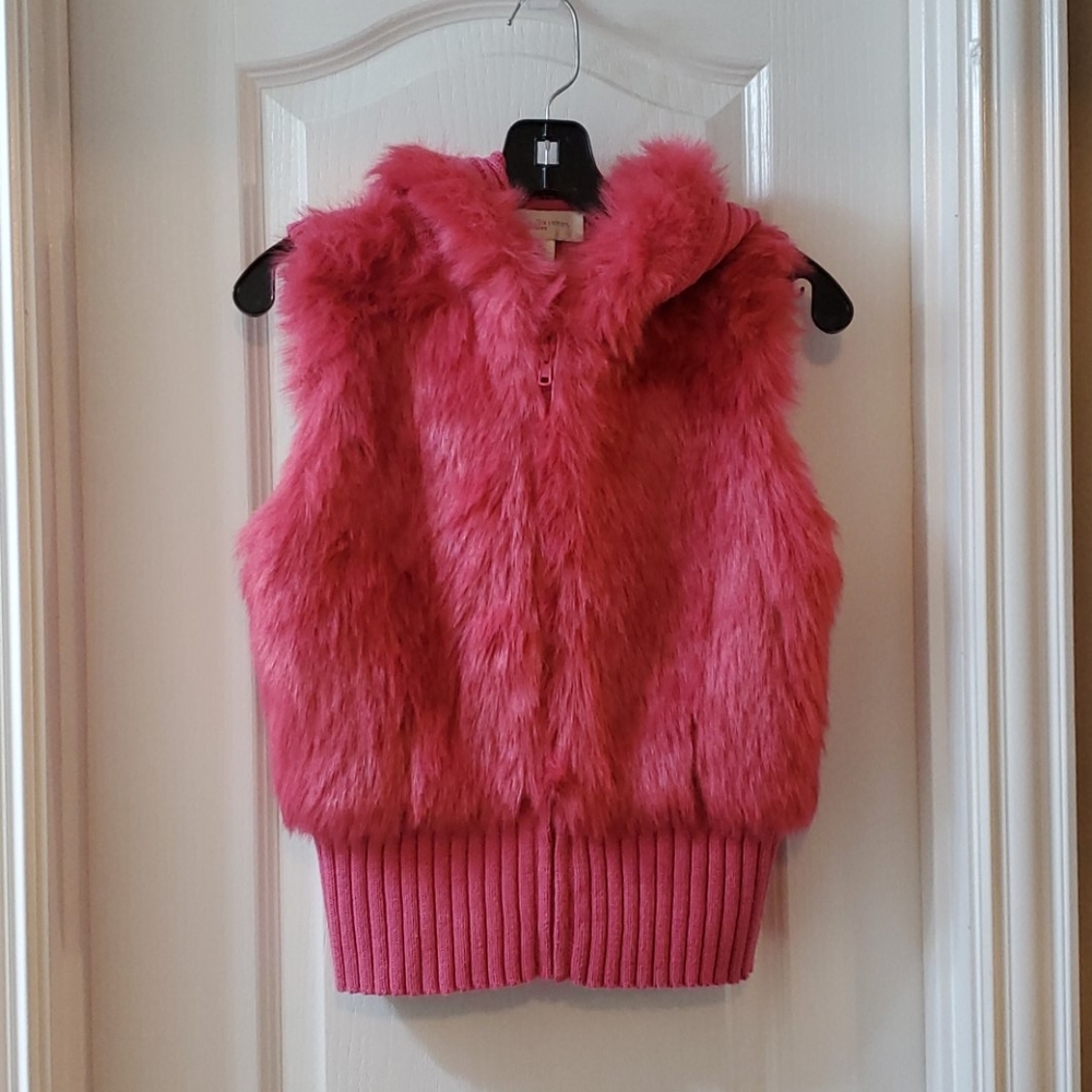Susan Bristol Petite Pink faux fur sweater vest